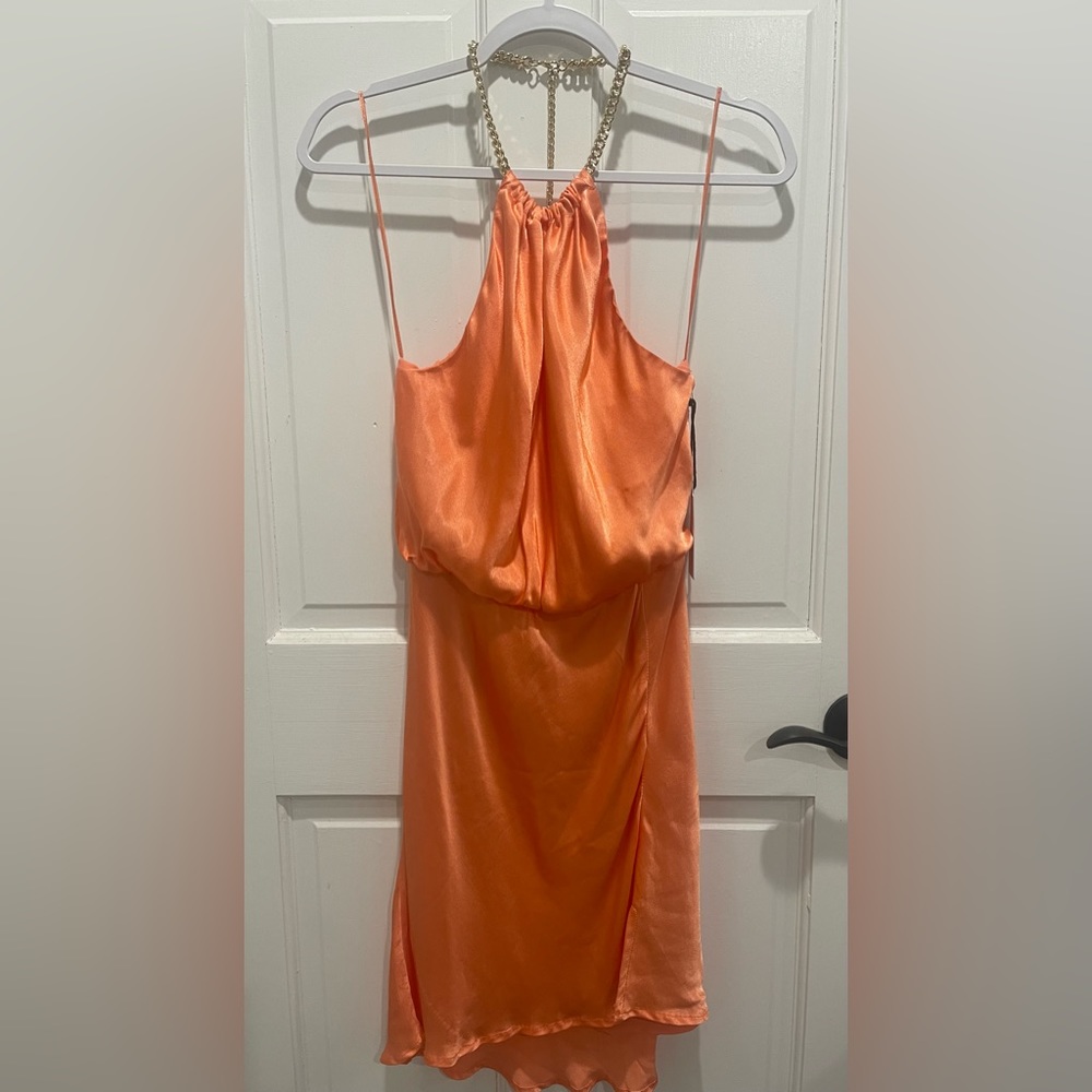Gorgeous peach satin dress